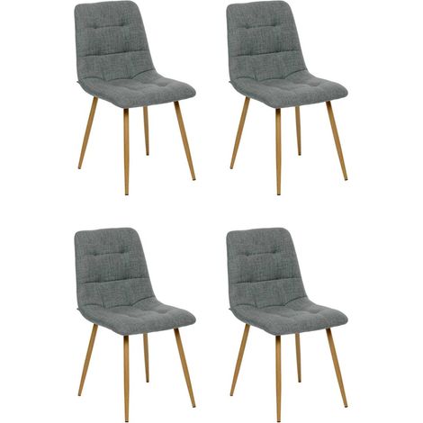 Lot de 4 Chaises Effet Lin "Sirac" 84cm Vert Tilleul (1/5)