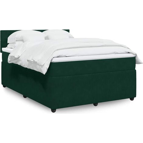 Boxspringbett mit Matratze Dunkelgrün 160x200 cm Samt
