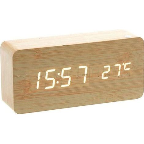 Bardusch - Horloge Réveil - AAABR - Digital LED - Bois Imitation - Thermomètre - Alarme (1/3)