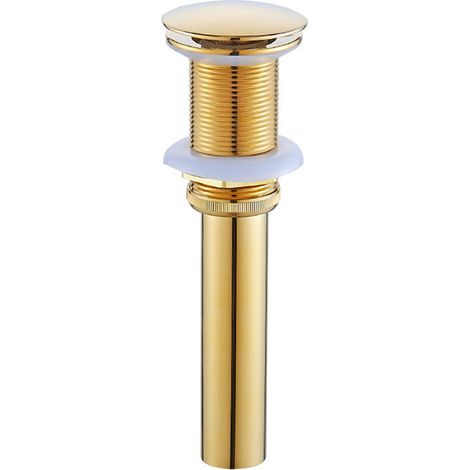 Bonde et accessoires pour vasque et lavabo,Moderne Pop-up Rétro Bouchon Bonde de Lavabo Vidange Clic-clac sans Trop-Plein en Laiton doré Universel Valve Draineur d’Evier Vasque (1/5)