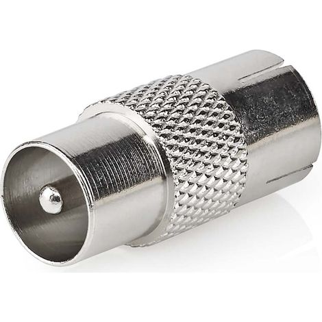 Adaptador de antena y satélite  IEC (coaxial) Hane  IEC (coaxial) Hona  Placas de níquel  75 ohmios  Rak  Metales  Plata  1º. Plata  Sobre