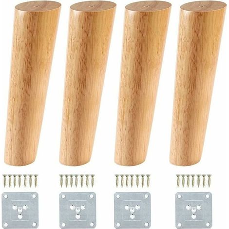 Piece of wooden furniture legs, solid wood sofa legs 20 cm, angled wooden furniture legs for sofa, chest of drawers and cabinet in mid-century style (1/5)