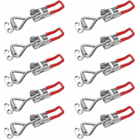 10-teiliger Riegel, Kistenriegel, Hebelriegel, Haltekapazität, Türriegel, Eckverschluss, kleiner Knebelhebelriegelknopf für Kisten, Schränke, Türen, Koffer (1/5)