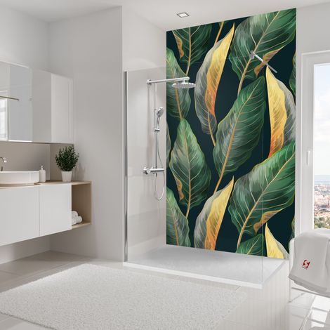 Panneau mural Feuilles de bananier, revêtement pour douche et salle de bain, DécoDesign SOFTTOUCH, Schulte, 150 x 255 cm