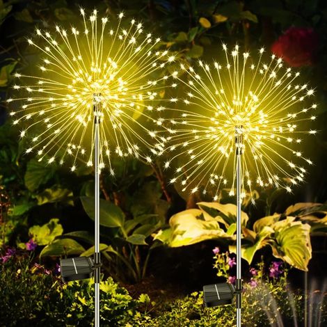 Lumière Feux d'artifice Solaire, 2PC 150LED Fairy Starburst Guirlande Décorative 50Fils de Cuivre, pour Jardin Pelouse Mariage Terrasse Parterre de Fleurs[Classe énergétique A+++] (1/5)