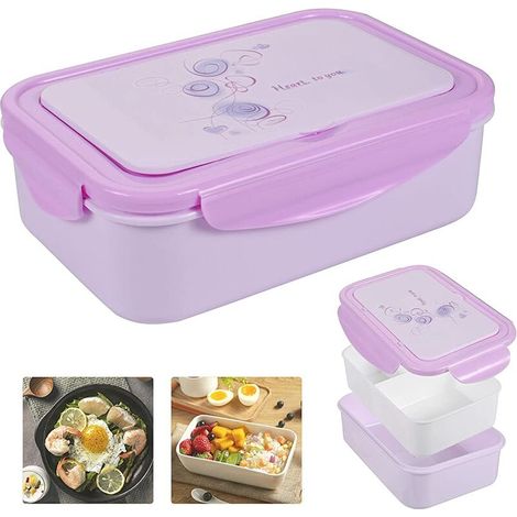 Boîte bento salade 1400 ml 3 compartiments avec fourchette, enfant adulte, pique-nique, école – DELKEVIC (1/5)