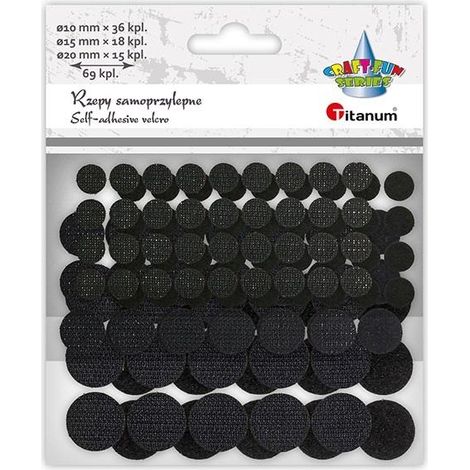 Velcro rotondo nero autoadesivo, 69 set