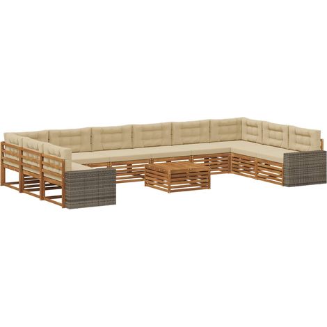 Sofa Sets with Cushion 11 pcs Solid Acacia Wood vidaXL (1/5)