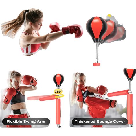 Saco de boxeo Reflex, altura ajustable de 130,5 a 157,5 cm, brazo giratorio de 360°, peso neto 7,3 kg, tamaño de la base 50 x 33 cm, para gimnasio en casa. (1/5)
