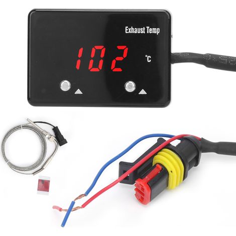 Jauge de température des gaz d'échappement auto, compteur numérique LED rouge, affichage digital, universel pour véhicule 12V (1/5)
