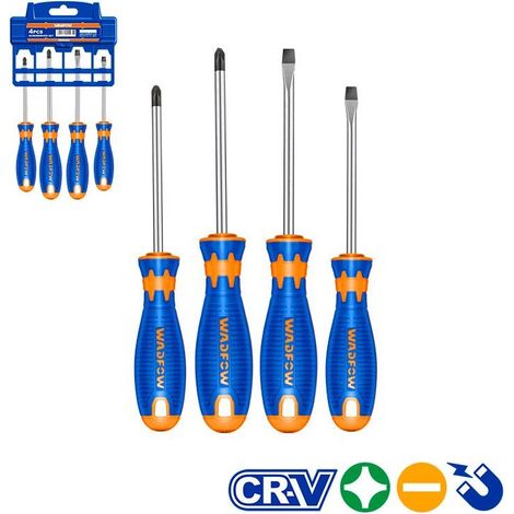Set di cacciaviti WSS: 4 pezzi, acciaio CR-V, impugnatura rotonda, elevata durata