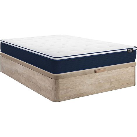 Ensemble 160 x 200 cm sommier coffre naturel clair + matelas ressorts ensachés et surmatelas intégré ép.24cm - ALTIER de YSMÉE (1/5)