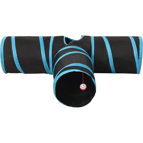 Maison Exclusive - Katzentunnel 3-Wege Schwarz und Blau 90 cm Pol (1/5)