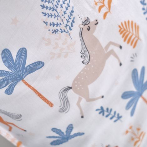 Parure de couette 140 x 200 "Happy Licorne" Réversible 100% Coton / 57 Fils/cm² - - (1/2)