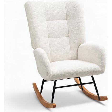 Fauteuil crema en terciopelo Teddy métal 94 x 70 x 100 cm (1/5)