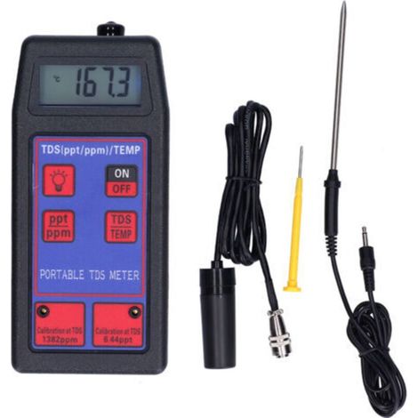 Medidor portátil multifunción de TDS y temperatura para hidroponía: mide los sólidos disueltos totales (batería no incluida). (1/5)