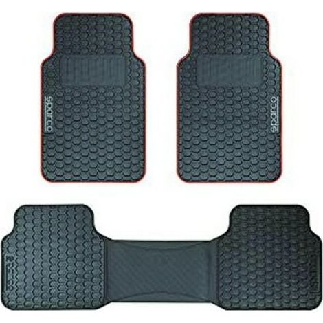 Set de tapis de voitures Sparco F500 Universel Noir/Rouge (3 pcs)