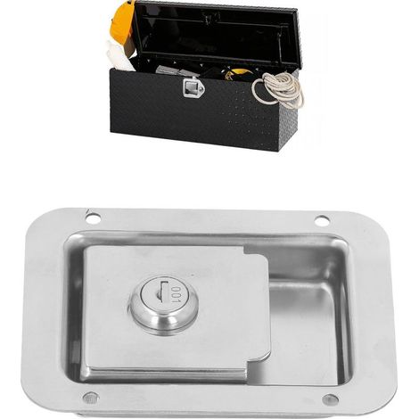 Verrou encastré en acier inoxydable pour remorque – Serrure de boîte à outils avec 2 clés – Résistant à la corrosion – Dimensions 120x90x35mm (1/5)