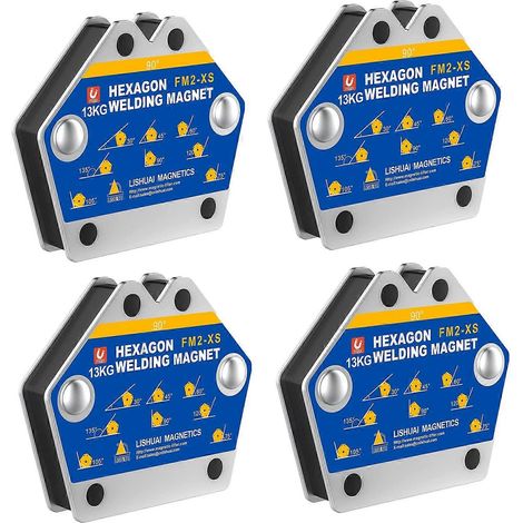 Aimants de soudage, lot de 4 aimants de soudage, force de maintien 13 kg, support de soudage, positionneur magnétique 30, 45, 60, 75, 90, 105 (1/5)