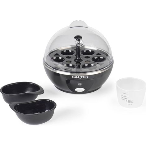 Huevero eléctrico Salter para 6 huevos, negro, incluye vaso medidor, rejilla extraíble para huevos y 2 accesorios para huevos es (1/5)