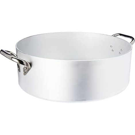 Pentole Agnelli ALMR110650 Casseruola Cilindrica, Bassa con 2 Manici in Acciaio Inossidabile, Argento, 50 cm, 1 Pezzo (1/4)