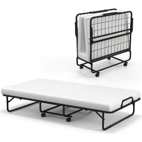 COSTWAY Folding Bed Rollaway Guest Bed Fold up Sleeper Bed W/ 10cm Memory Foam Mattress (1/5)