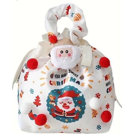Sacchetto regalo natalizio a forma di mela con manico - Confezione da 10 sacchetti regalo per la Vigilia di Natale, decorati per decorare l'albero.
