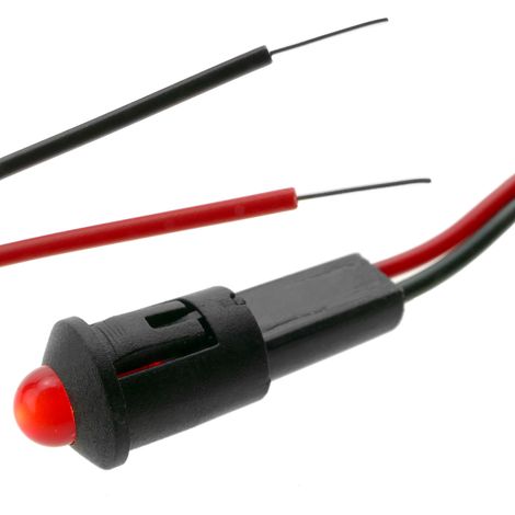 BeMatik - Lampe voyant LED 8mm 12VDC Pilote de couleur rouge (1/3)