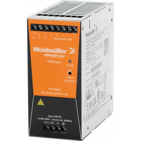 Weidmüller PRO MAX3 240W 24V 10A Alimentatore, alimentatore a commutazione, 24 V, 1478180000