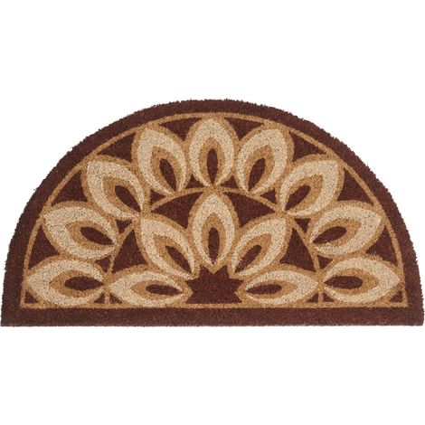 Felpudo moderno para interior y exterior 45 x 75 cm de fibra de coco dorso de PVC antideslizante marrón Alatna