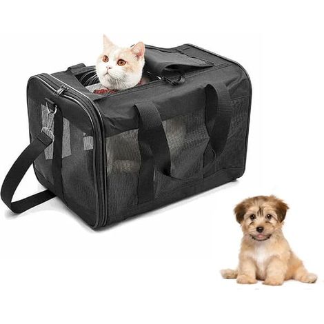 Ecleanfy - Cage de transport pour chien et chat, sac de transport pour animaux, sac de transport pliable avec compartiment de rangement, 42 x 28 x 28 cm. (1/5)