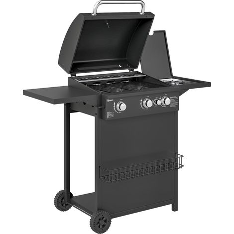 GagaBarbecue a gaz avec bruleurs independants couvercle avec thermometre et tablette laterale noir (1/5)