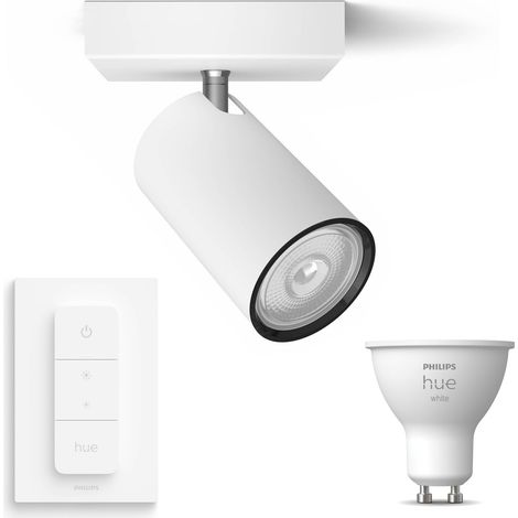 Philips Hue Kosipo Foco de superficie con 1 punto de luz GU10 (Blanco) Luz blanca cálida - Incluye 1 Regulador de intensidad - White (1/5)