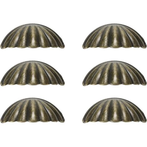 Lot de 6 Poignées Coquille en Bronze Antique – 6,4 cm, Poignées de Meubles pour Armoire et Tiroirs (1/5)