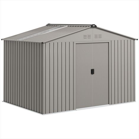 Abri de jardin 5,4 m² acier anthracite porte coulissante Gris (1/5)