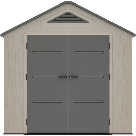 Abri de jardin en résine HDPE beige et gris 6,15 m² avec plancher - épaisseur 22 mm - ANTEVA