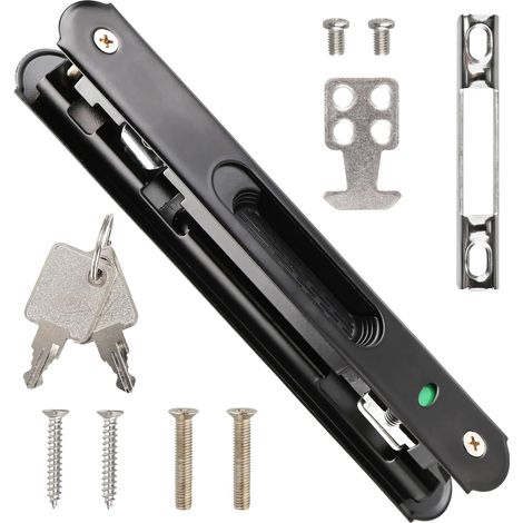 Serrure Porte Coulissante – Verrou de Porte en Acier Inoxydable, Verrou Baie Coulissante, Crochet de Fenêtre à Verrouillage Double Face – Pour Portes Mobiles, Fenêtres, et Portes Coulissantes en Verre (1/5)