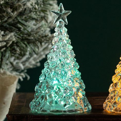 Arbre De Noël Lumineux - Veilleuse En Cristal Transparent - Décoration De Bureau Et Intérieure - 1 Pièce (1/5)
