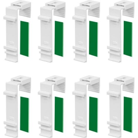 Lot de 8 Supports de Serrage Longs pour x à Fixer et à Coller sans perçage comme Accessoire ou pièce de Rechange pour la Suspension à la fenêtre en PVC, Porte de Balcon