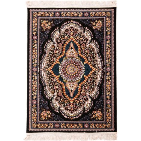 Tapis persan Amira  - 150x100cm, Rectangular - 100% Acrylique - Tissé - Noir