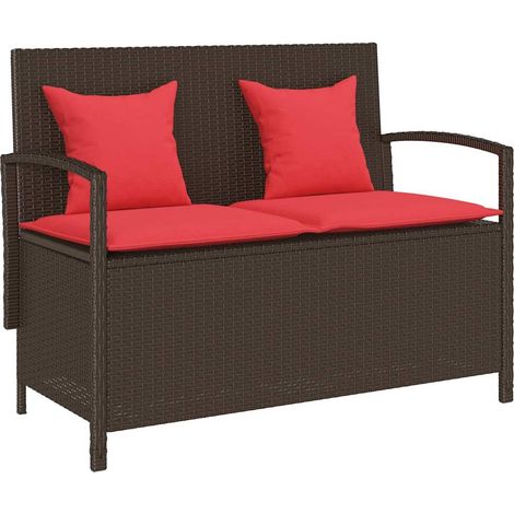 Banc de rangement de jardin avec coussin marron polyrotin (1/5)