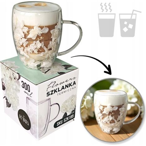 Vaso térmico de doble fondo Ecarla con hortensia en el interior, 300 ml, SZK185 (1/5)