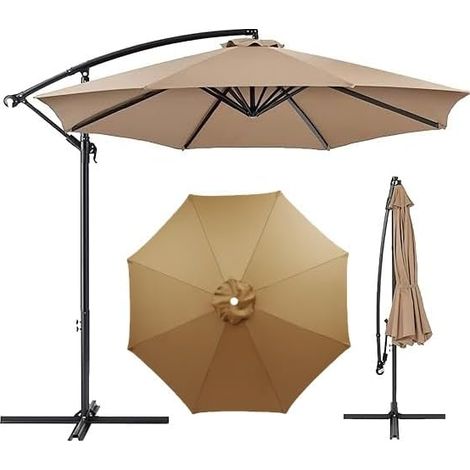 Umbrella Cloth Replacement Parasol Canopy, 7ft/9ft/10ft Garden Cover, Washable Patio Canopy(Red,9ft 8Ribs)(Khaki,7ft 6Ribs) (1/5)