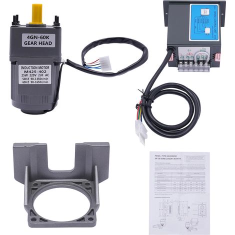 Contrôleur de vitesse du moteur 25W rapport du moteur à engrenages AC 1: 60 vitesse 90-1650rpm 220V (1/5)