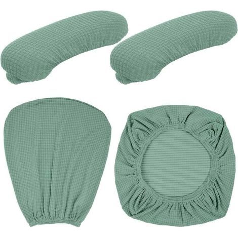 Ensemble 1 pièce : dossier vert clair 4646cm + coussin d'assise 4848cm + housse d'accoudoir 207cm, housse de chaise de bureau pivotante élastique (1/3)