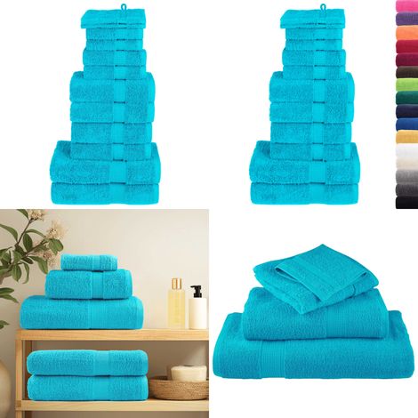 12 tlg. Premium-Handtuch-Set SOLUND Türkis 600 g/m² - Baumwolle - Waschmaschinenwaschbar (1/5)