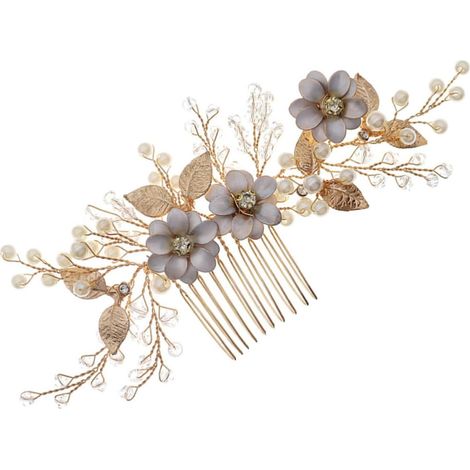 Haarkamm, Haaraccessoire mit goldenen Perlen für die Braut (1/5)