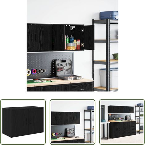 vidaXL Outils garage - Armoire murale de garage noir bois d'ingénierie (1/5)