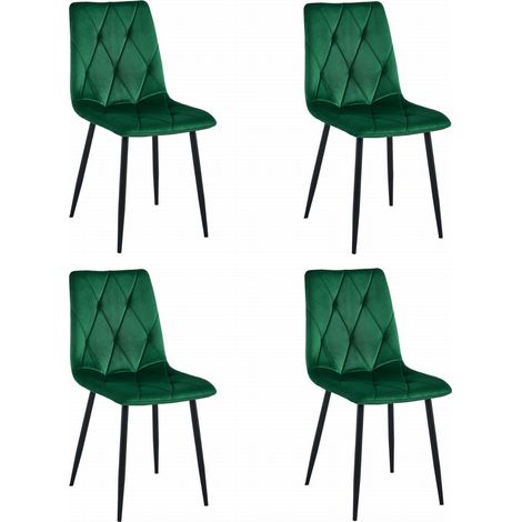 Sedia LIBRA - velluto verde scuro / gambe nere x 4 (1/5)