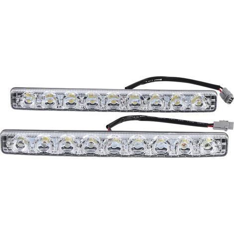 12V Daytime Running Lights, 9 White LEDs, Long Strip, Pair (1/5)